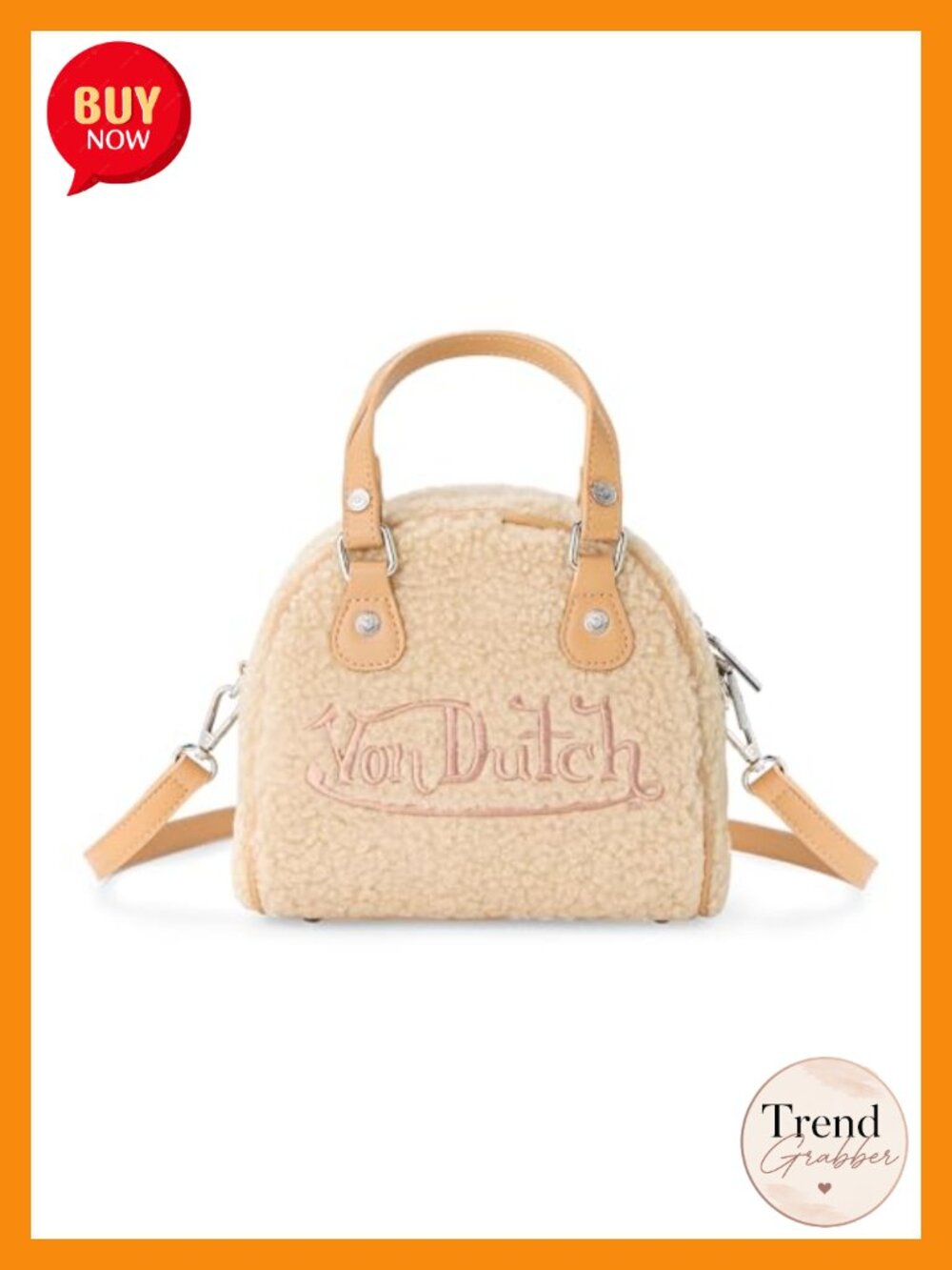 Faux Fur Bowling Bag Purse with Adjustable Strap Spacious Retro Handbag